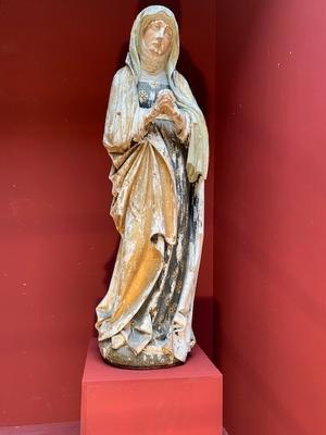 St. Mary Statue style Gothic - style en hand-carved wood polychrome, Dutch 19th century ( anno 1850 )