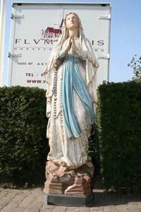 St. Mary Statue style Gothic - Style en PLASTER POLYCHROME, France 19th century ( anno 1895 )