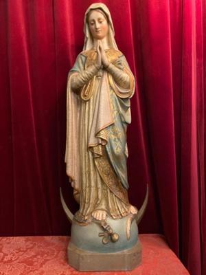 St. Mary Statue  style Gothic - style en Plaster polychrome, Belgium 19 th century