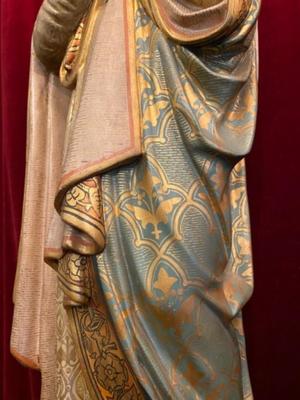 St. Mary Statue  style Gothic - style en Plaster polychrome, Belgium 19 th century