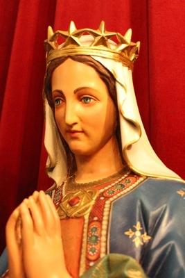 St. Mary Statue style Gothic - style en wood polychrome, Belgium 19th century ( anno 1875 )