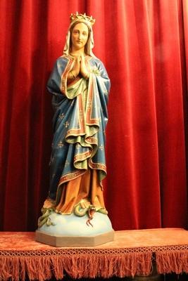 St. Mary Statue style Gothic - style en wood polychrome, Belgium 19th century ( anno 1875 )