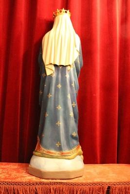 St. Mary Statue style Gothic - style en wood polychrome, Belgium 19th century ( anno 1875 )