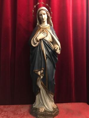 St. Mary Statue By : Mayer - Munich. style Gothic - style en wood - pap / polychrome, 19th century ( anno 1890 )