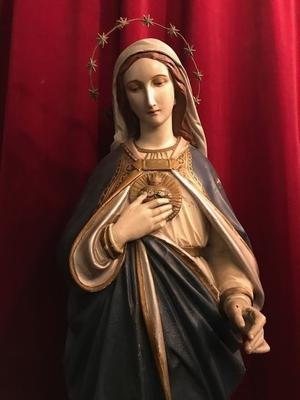 St. Mary Statue By : Mayer - Munich. style Gothic - style en wood - pap / polychrome, 19th century ( anno 1890 )