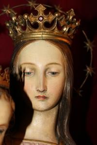 St. Mary Statue By : Mayer - Munich. style Gothic - style en wood - pap / polychrome, Belgium 19th century