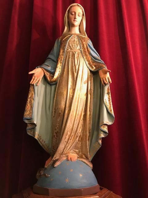 1 Gothic - style St. Mary Statue With Original Stand. Measures Statue H 90 Cm.