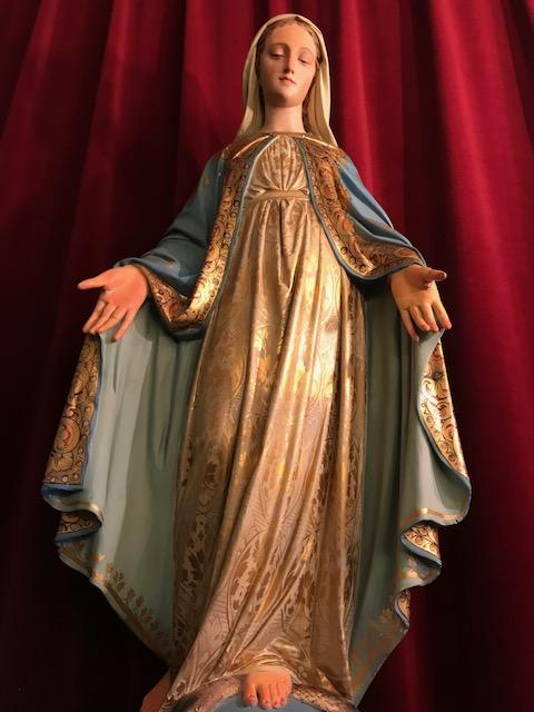 1 Gothic - style St. Mary Statue With Original Stand. Measures Statue H 90 Cm.