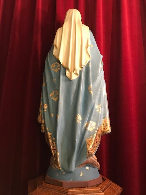 1 Gothic - style St. Mary Statue With Original Stand. Measures Statue H 90 Cm.