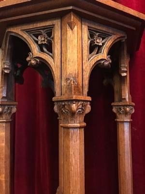 St. Mary Statue With Original Stand. Measures Statue H 90 Cm. style Gothic - style en plaster polychrome / Wood Oak, France 19th century ( anno 1890 )