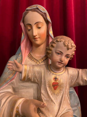 St. Mary With Child  style Gothic - style en Plaster, Belgium  19 th century ( Anno 1890 )