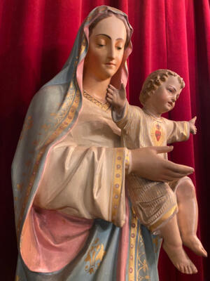 St. Mary With Child  style Gothic - style en Plaster, Belgium  19 th century ( Anno 1890 )