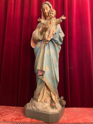 St. Mary With Child  style Gothic - style en Plaster, Belgium  19 th century ( Anno 1890 )