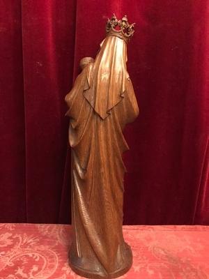 St. Mary With Child style Gothic - style en hand-carved wood Oak, Belgium 19th century ( anno 1890 )