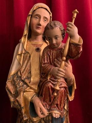 St. Mary With Child style Gothic - style en wood polychrome, Belgium 19th century ( 1865 )