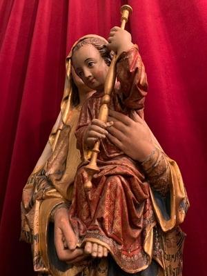 St. Mary With Child style Gothic - style en wood polychrome, Belgium 19th century ( 1865 )