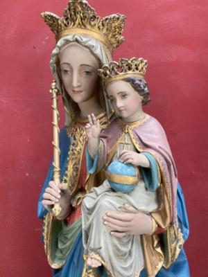 St. Mary With Child style Gothic - style en Terra - Cotta Polychrome, France 19 th century ( Anno 1880 )