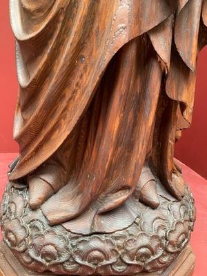 St. Mary With Child style Gothic - style en hand-carved wood , Belgium 19th century