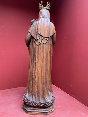 St. Mary With Child style Gothic - style en hand-carved wood , Belgium 19th century