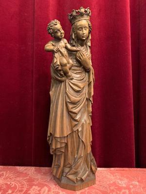 St.Mary With Child  style Gothic - style en Carved Wood, Southern Germany 20th Century