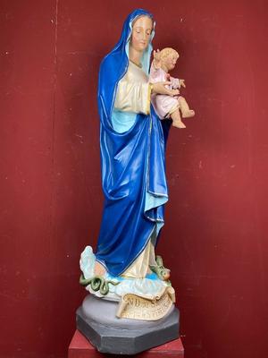 St. Mary With Child style Gothic - Style en Plaster polychrome, Belgium 19th century