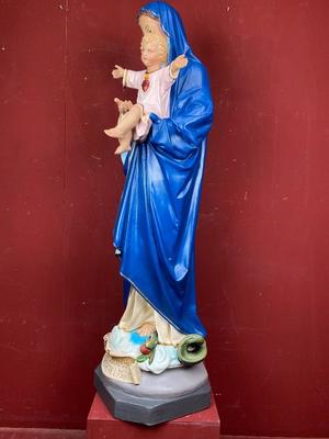 St. Mary With Child style Gothic - Style en Plaster polychrome, Belgium 19th century