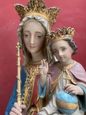 St. Mary With Child style Gothic - style en Terra - Cotta Polychrome, France 19 th century ( Anno 1880 )