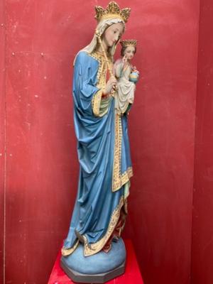 St. Mary With Child style Gothic - style en Terra - Cotta Polychrome, France 19 th century ( Anno 1880 )