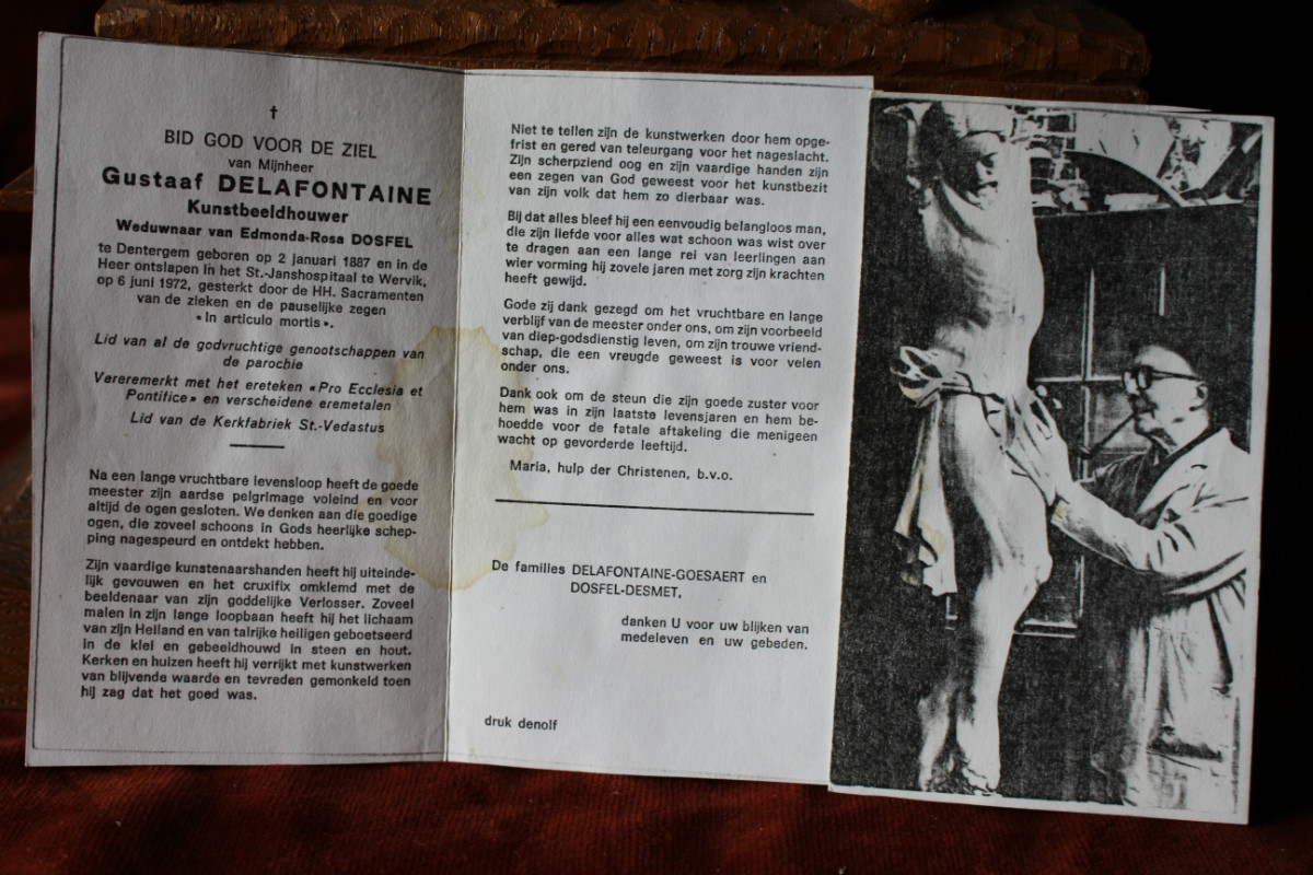 1 Gothic - style St. Mary With Child. By Gustaaf Delafontaine.