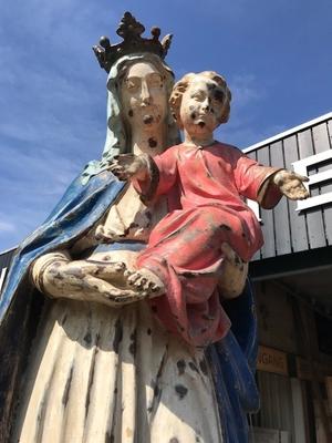 St. Mary With Child Cast Iron Weight 120 Kgs ! style Gothic - style en CAST IRON, France 19th century