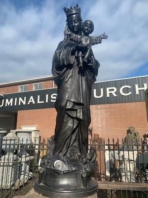 St. Mary With Child Cast Iron Weight 200 Kgs ! style Gothic - style en Cast Iron, Belgium 19th century