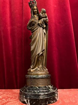 St. Mary With Child Signed: Desclee Freres style Gothic - style en Bronze / Marble, Flemish - Belgium 19 th century