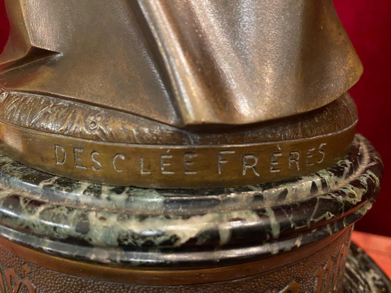 1 Gothic - style St. Mary With Child Signed: Desclee Freres