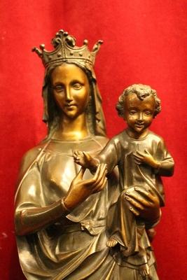 St. Mary With Child Statue Bronze Weight 23 Kgs ! style Gothic - style en Full Bronze, Belgium 19th century