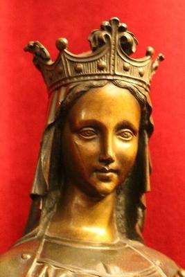 St. Mary With Child Statue Bronze Weight 23 Kgs ! style Gothic - style en Full Bronze, Belgium 19th century