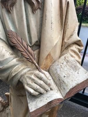 St. Mattheus Sculpted By The Famous Friedrich Wilhelm Mengelberg style Gothic - style en wood polychrome, Dutch 19th century ( anno 1895 )