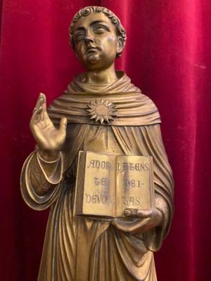 St. Thomas Of Aquino  style Gothic - Style en Full Solid Bronze Gilt, Belgium 19 th century ( Anno 1875 )