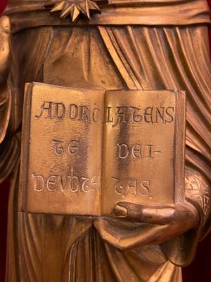St. Thomas Of Aquino  style Gothic - Style en Full Solid Bronze Gilt, Belgium 19 th century ( Anno 1875 )