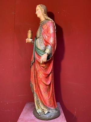 St. Veronica Statue  style Gothic - style en hand-carved wood polychrome, Belgium 19th century