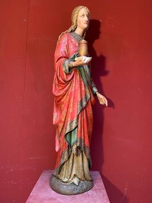 St. Veronica Statue  style Gothic - style en hand-carved wood polychrome, Belgium 19th century