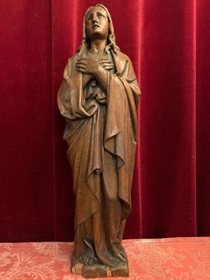 St. Veronica Statue  style Gothic - Style en hand-carved wood Oak, Belgium 19th century ( anno 1875 )