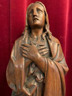 St. Veronica Statue  style Gothic - Style en hand-carved wood Oak, Belgium 19th century ( anno 1875 )