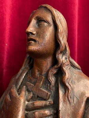 St. Veronica Statue  style Gothic - Style en hand-carved wood Oak, Belgium 19th century ( anno 1875 )