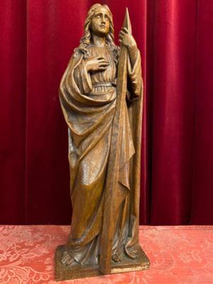 St. Veronica Statue style Gothic - style en Fully Hand - Carved Wood Oak, Belgium 19 th century ( Anno 1875 )