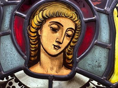 Stained Glass Window style Gothic - Style en Glass , Netherlands  20 th century ( Anno 1920 )