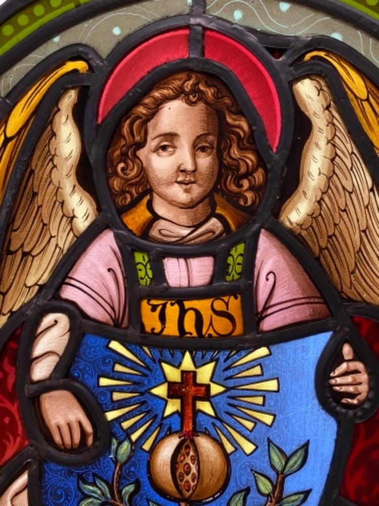 1 Gothic - Style Stained Glass Window Angel