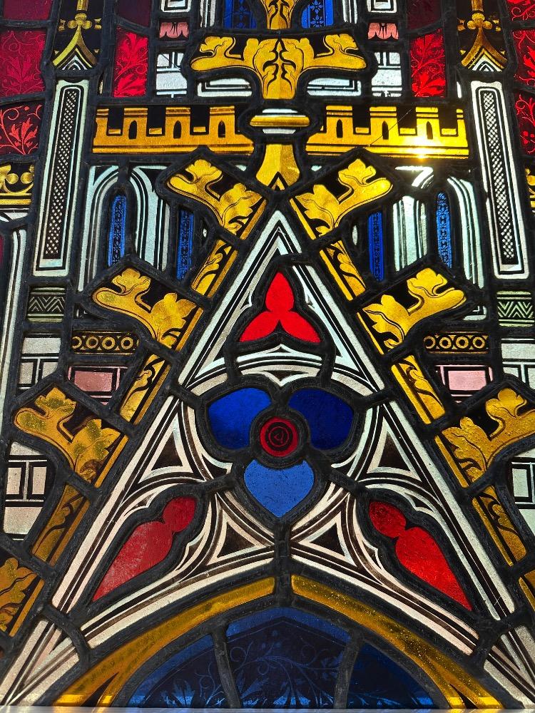 1 Gothic - Style Stained Glass Window St. Cecillia