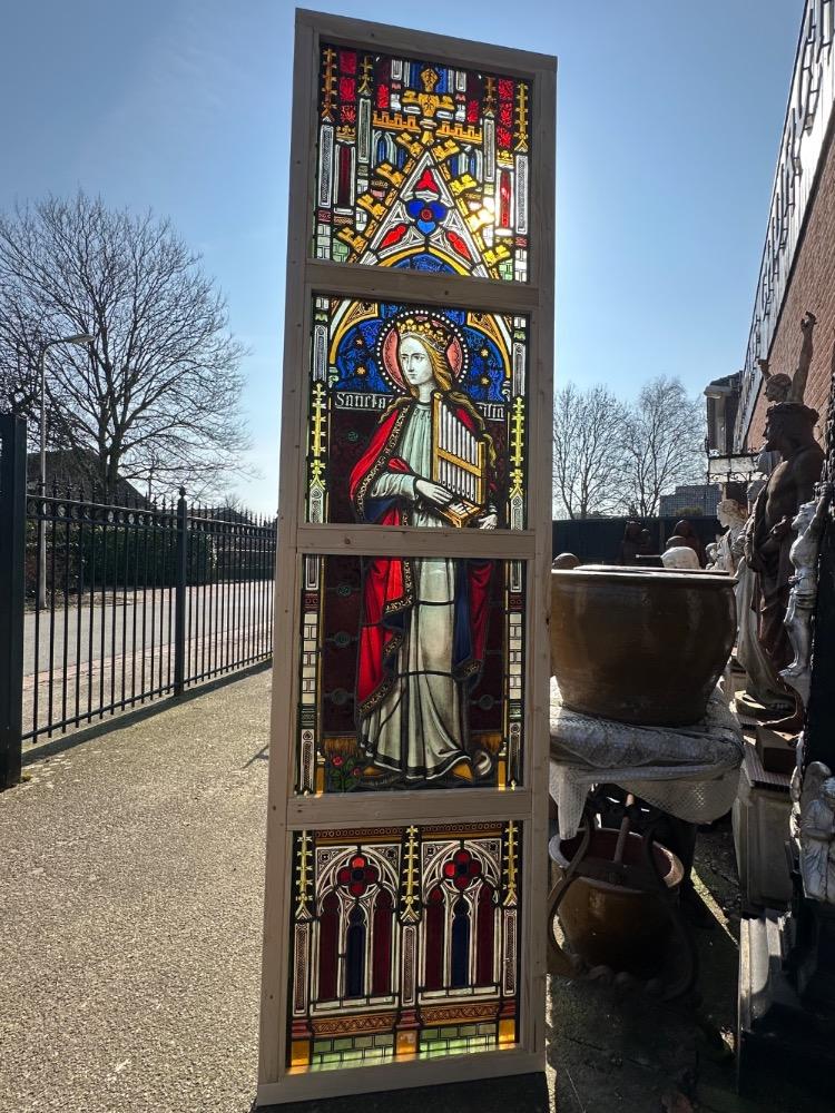 1 Gothic - Style Stained Glass Window St. Cecillia