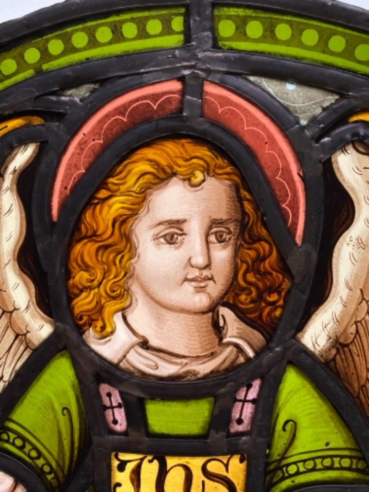 1 Gothic - Style Stained Glass Window St. Matheus Glass Damaged