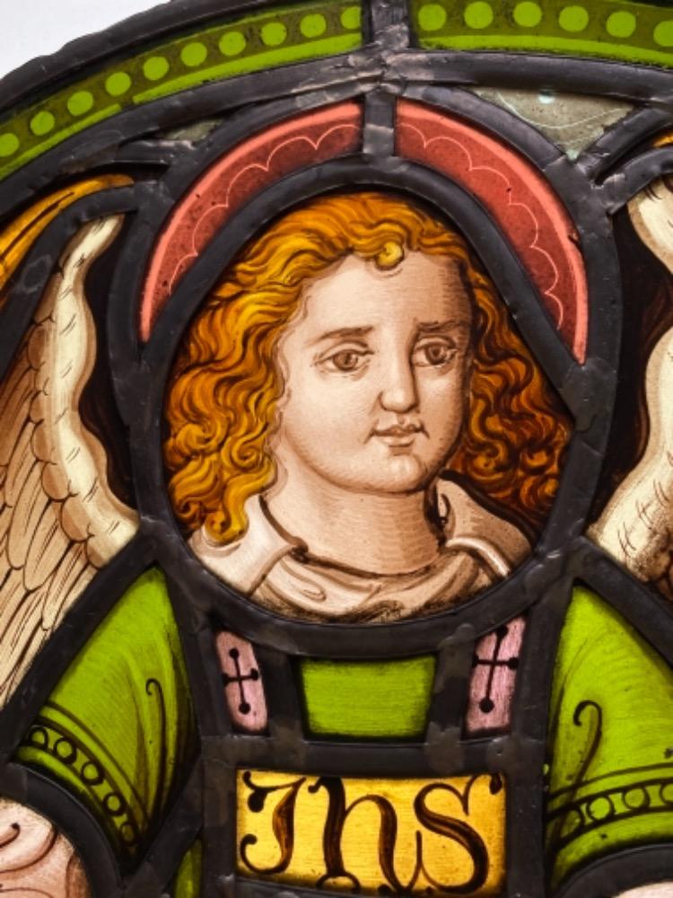 1 Gothic - Style Stained Glass Window St. Matheus Glass Damaged